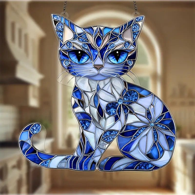 CZTICLE®Blue & White Cat Suncatcher Ornament🐱 D02