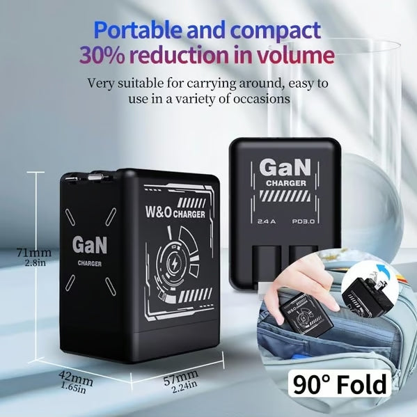 Cilifer® 2-in-1 GaN Compatible with 120W Fast Charger with Retractable Type-C and ligtning Cable D05
