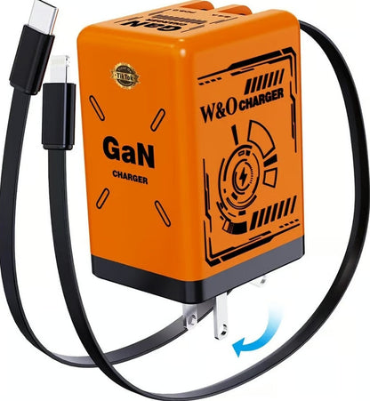 Cilifer® 2-in-1 GaN Compatible with 120W Fast Charger with Retractable Type-C and ligtning Cable D05