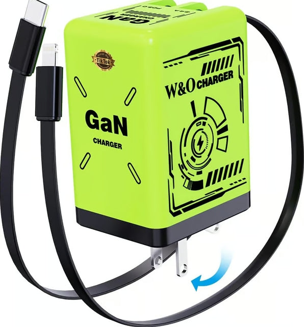 Cilifer® 2-in-1 GaN Compatible with 120W Fast Charger with Retractable Type-C and ligtning Cable D05