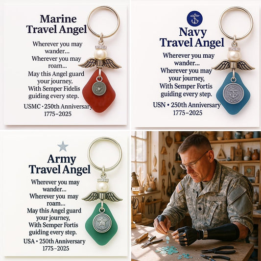 CZTICLE® 🔥 Military Travel Angel Keychain – 250th Anniversary Collection D03