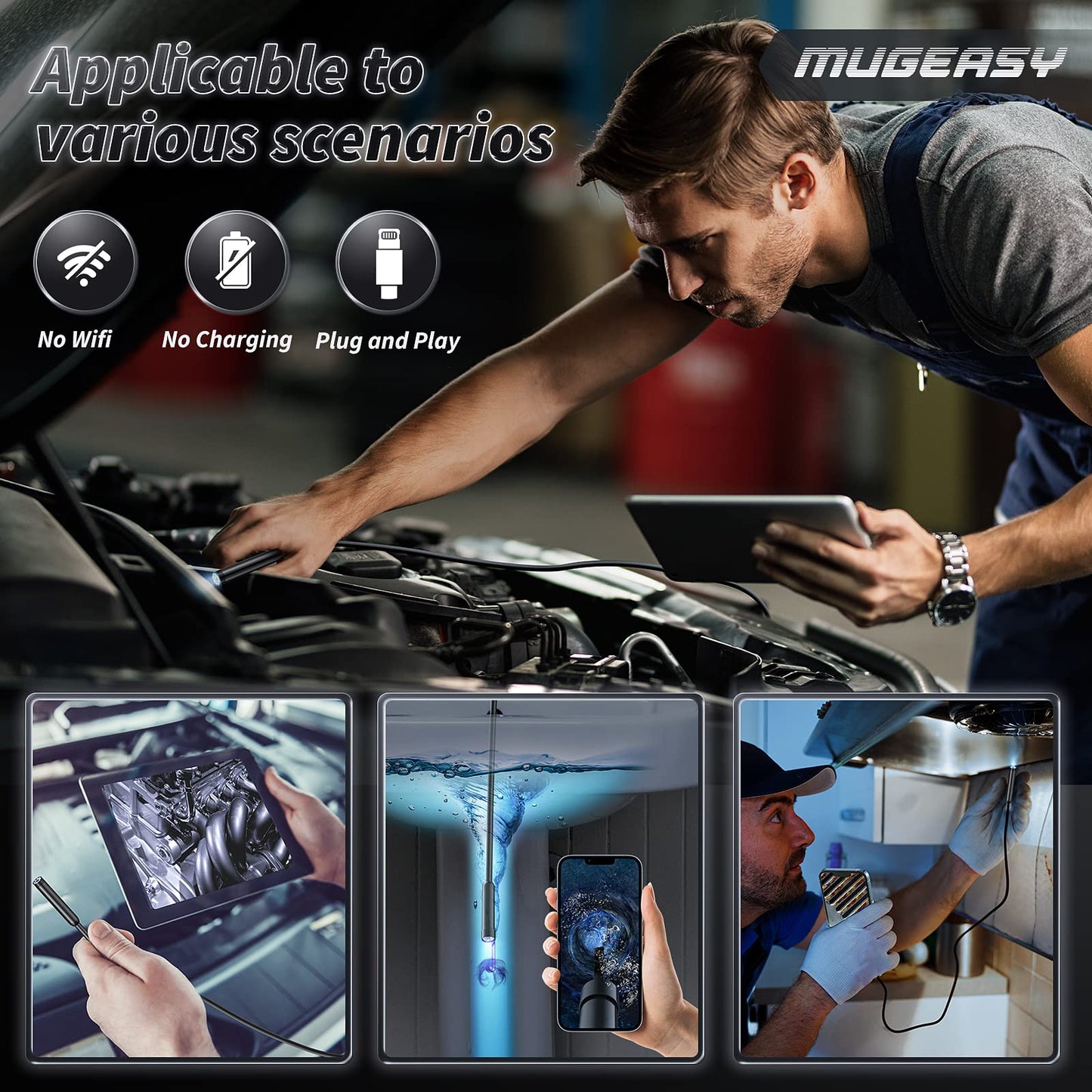 Cilifer®  🔎 Plug-and-Play Endoscope Camera – Compatible with Android & iPhone & ipad for Direct Connection D03