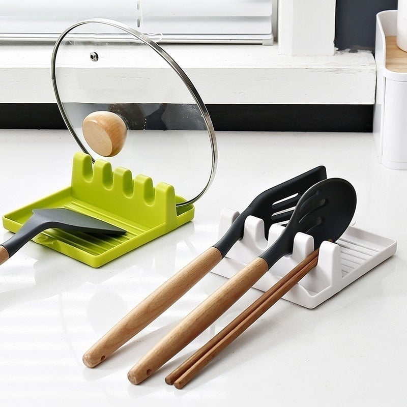 Cilifer®Kitchen Spoon Holders Fork Spatula Rack Shelf Organizer Plastic Chopsticks Holder Non-slip Spoons Pad