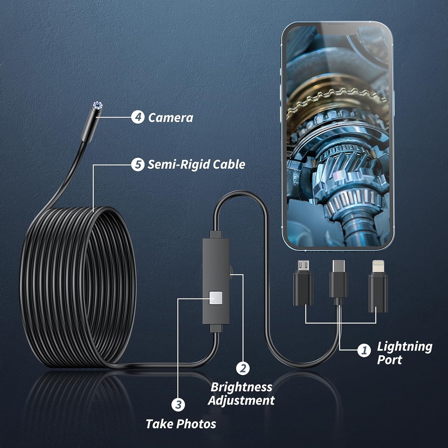 Cilifer®  🔎 Plug-and-Play Endoscope Camera – Compatible with Android & iPhone & ipad for Direct Connection D04