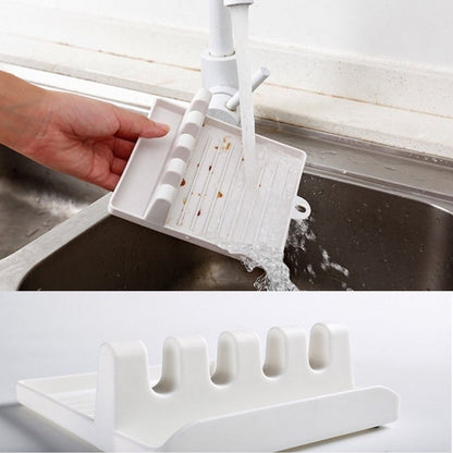 Cilifer®Kitchen Spoon Holders Fork Spatula Rack Shelf Organizer Plastic Chopsticks Holder Non-slip Spoons Pad