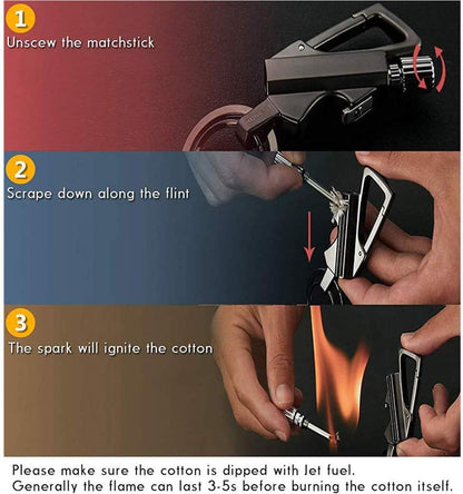 Cilifer® 🔥 Permanent Metal Lighter, Lighter Keychain Outdoor, Emergency Survival Gear with Flint Metal Matchstick Fire Starter Kerosene Refillable Lighter D02