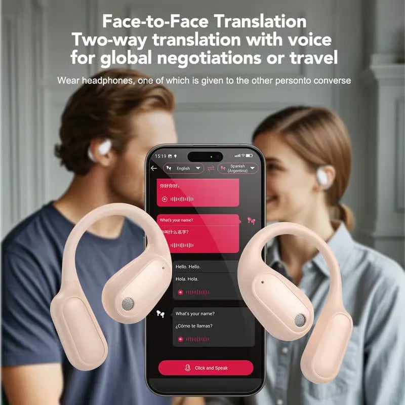Cilifer®MS190 Translation Earbuds. Supports Real-Time Translation in 135 Languages With APP. Bluetooth 6.0 Earphones