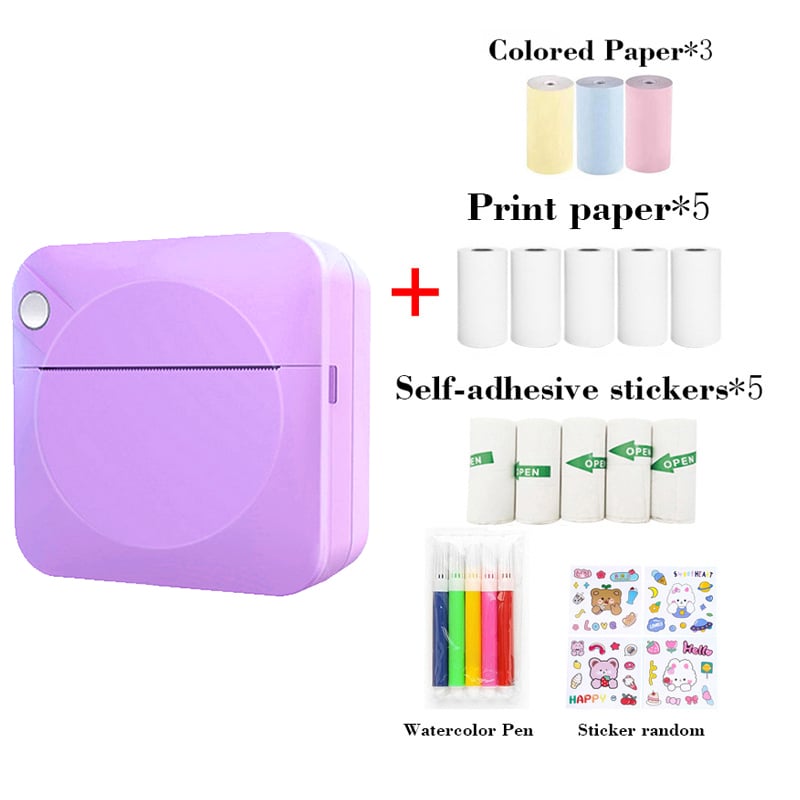 Cilifer®Portable Mini Printer . thermal papers +adhesive papers +  papers + colored pens