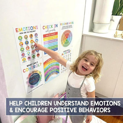 Cilifer®12 Calming Corner Classroom Posters - Feelings Wheel Chart & Emotions Poster For Kids