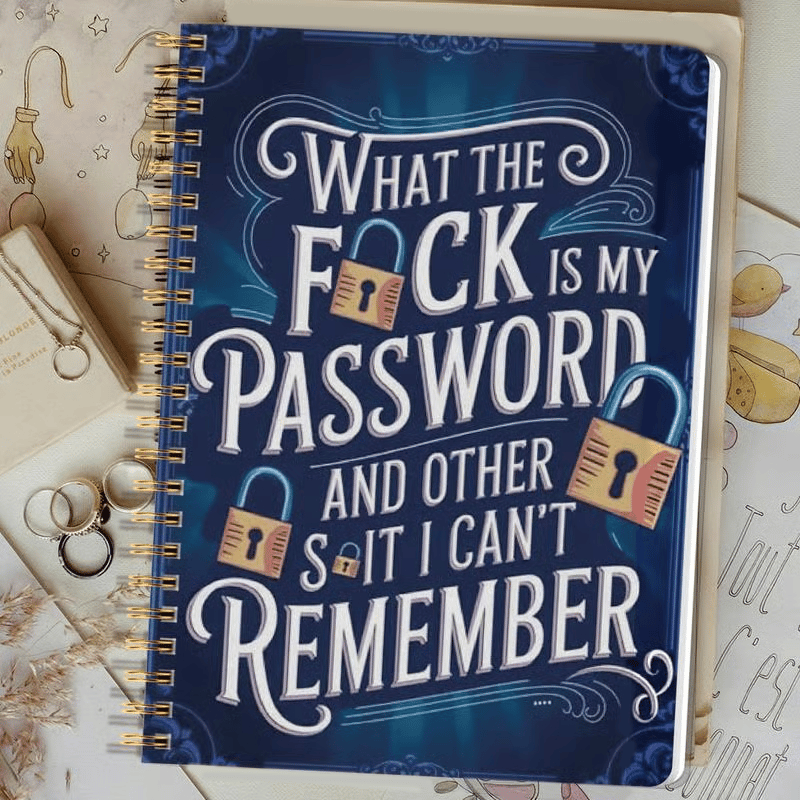Cilifer®Funny Password Notebook - Spiral Bound with Funny Security Phrases✍️