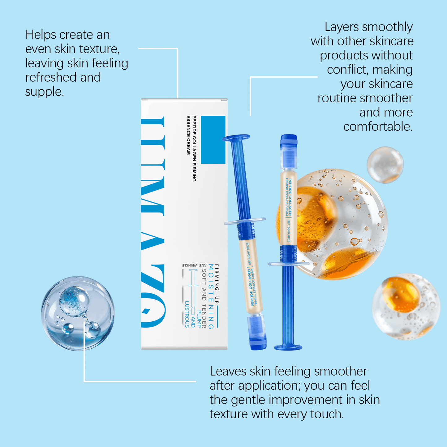 Luhaka®Polypeptide Collagen Elastic Essence Cream Moisturizing Hydrating Firming Low Irritating Serum