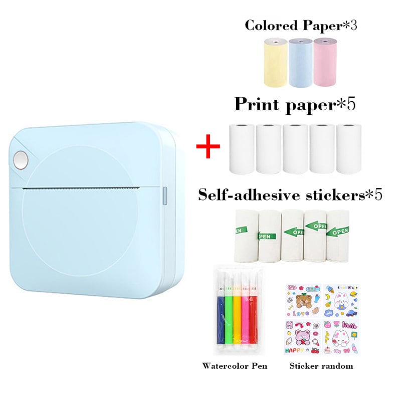 Cilifer®Portable Mini Printer . thermal papers +adhesive papers +  papers + colored pens