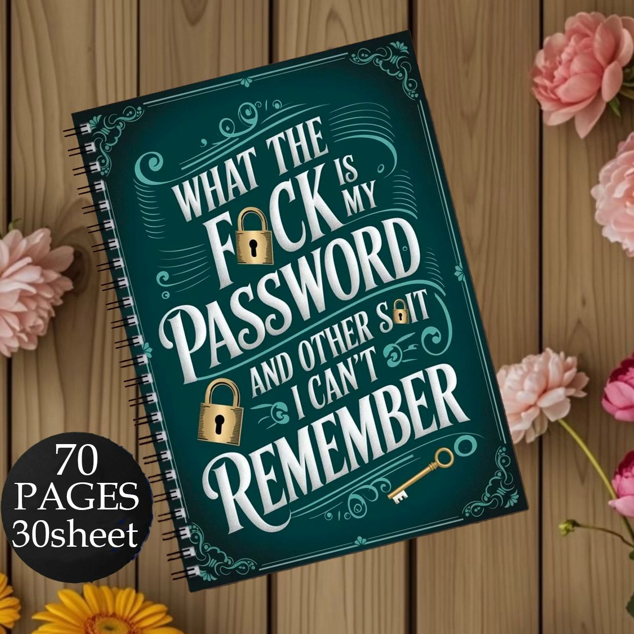 Cilifer®Funny Password Notebook - Spiral Bound with Funny Security Phrases✍️