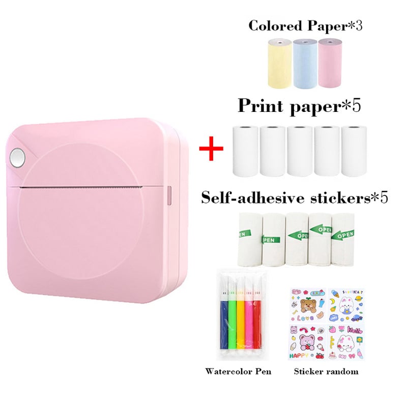 Cilifer®Portable Mini Printer . thermal papers +adhesive papers +  papers + colored pens