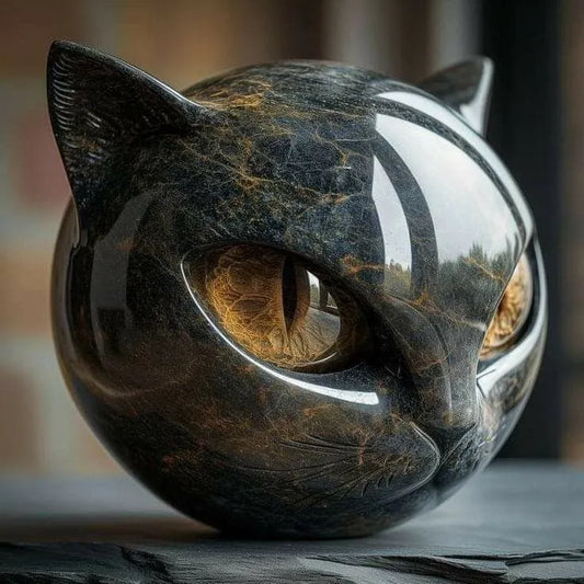 Cilifer®🔥 Luxury Black Cat Quartz Stone Sculpture – Elegant Home Décor & Gift-Ready Art Piece d04