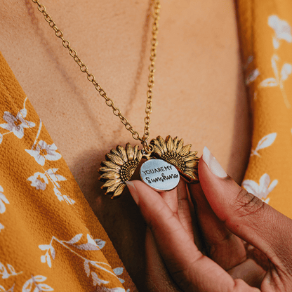 CZTICLE®🔥🌞You Are My Sunshine Sunflower Necklace🌻(Double-sided engraving) D02