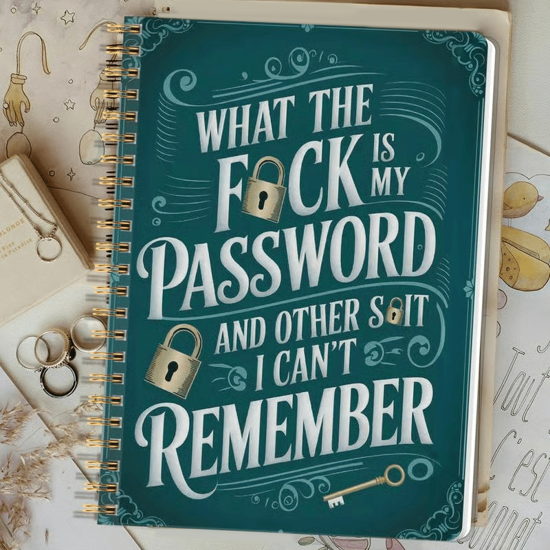 Cilifer®Funny Password Notebook - Spiral Bound with Funny Security Phrases✍️