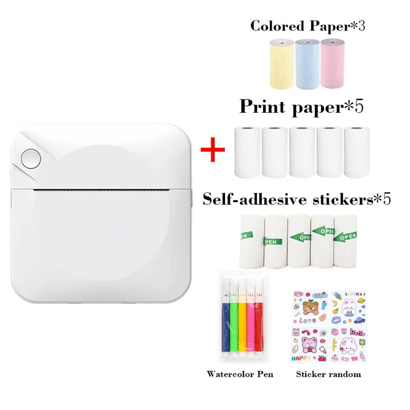 Cilifer®Portable Mini Printer . thermal papers +adhesive papers +  papers + colored pens